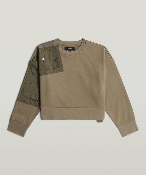 G-STAR(ジースター)の「Heritage Hardware Loose Cropped Sweater/異素材ミックスオーバーサイズルーズクロップドスウェット/トレーナー(スウェット・レディース・ブラウン系その他・MEDIUM/SMALL/X-SMALL)」の5枚目の写真