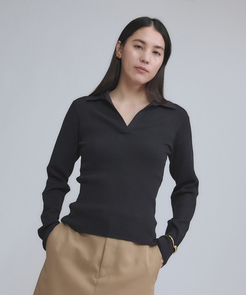 Chaos（カオス）の「Chaos(カオス)/エレルニットポロプルオーバー（ニット/セーター・レディース・アイボリー/ネイビー・FREE）」の5枚目の写真