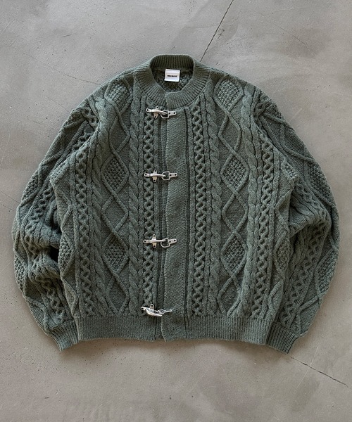 セール】【 3color / 3size 】FIREMAN CABLE KNIT CARDIGAN
