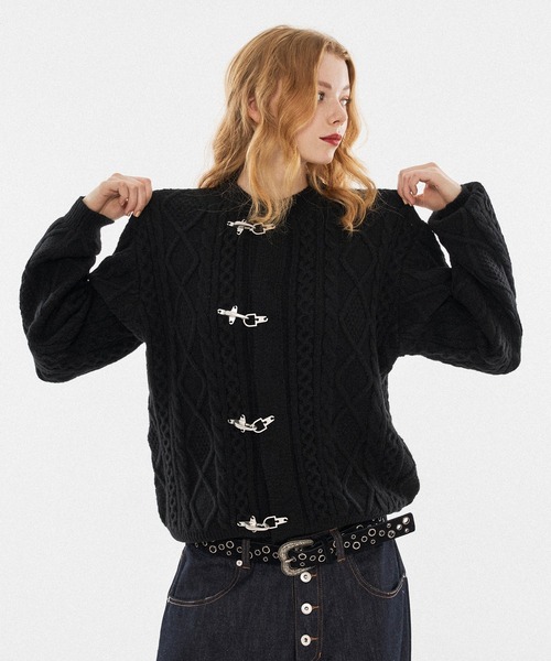 セール】【 3color / 3size 】FIREMAN CABLE KNIT CARDIGAN