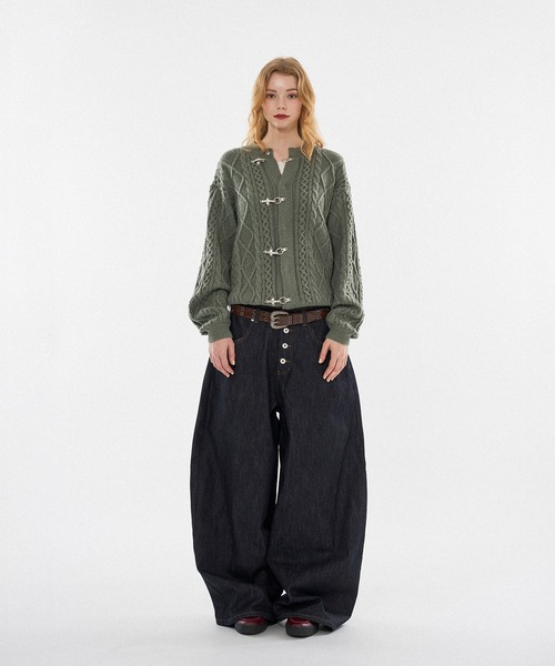 ロエン×セマンティックデザイン☠ラビッファー付き ニットカーディガン ロエン×セマンティックデザイン☠ラビッファー付き ニットカーディガン