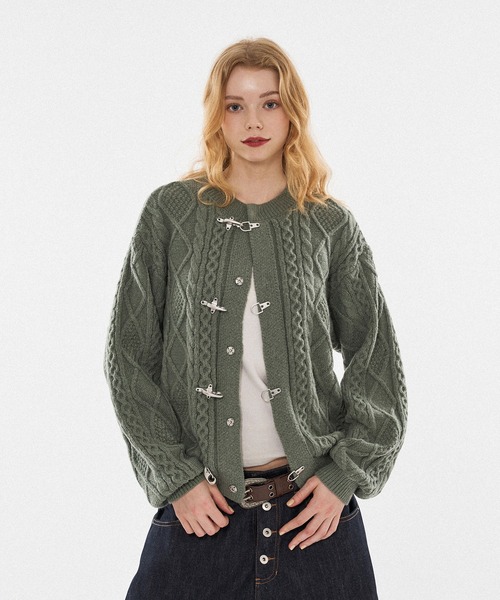セール】【 3color / 3size 】FIREMAN CABLE KNIT CARDIGAN