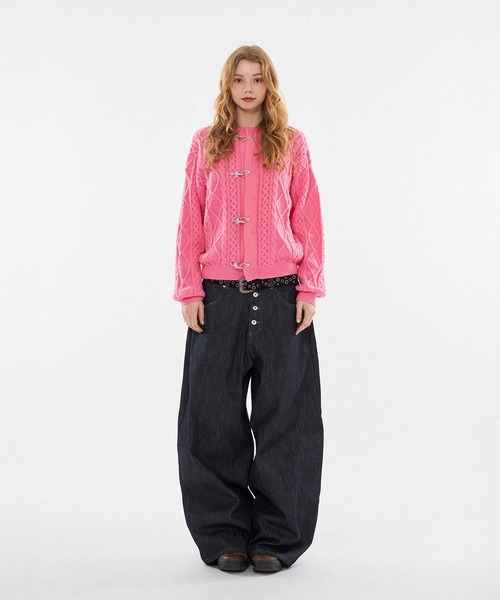 セール】【 3color / 3size 】FIREMAN CABLE KNIT CARDIGAN