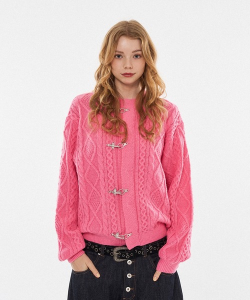 WISH FOR EVER(ウィッシュフォーエバー)の「【 3color / 3size 】FIREMAN CABLE KNIT CARDIGAN / ファイヤーマンケーブルニットカーディガン(カーディガン/ボレロ・メンズ・ブラック/ピンク/カーキ・MEDIUM/LARGE/SMALL)」の13枚目の写真