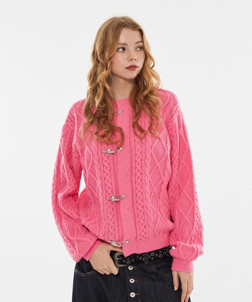 WISH FOR EVER(ウィッシュフォーエバー)の「【 3color / 3size 】FIREMAN CABLE KNIT CARDIGAN / ファイヤーマンケーブルニットカーディガン(カーディガン/ボレロ・メンズ・ブラック/ピンク/カーキ・MEDIUM/LARGE/SMALL)」の14枚目の写真