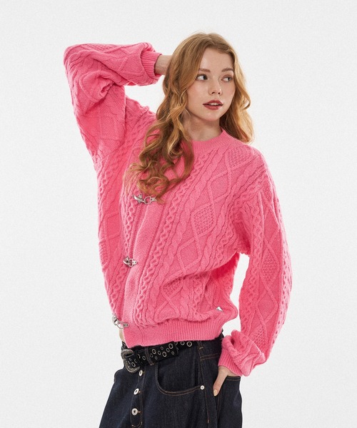 セール】【 3color / 3size 】FIREMAN CABLE KNIT CARDIGAN