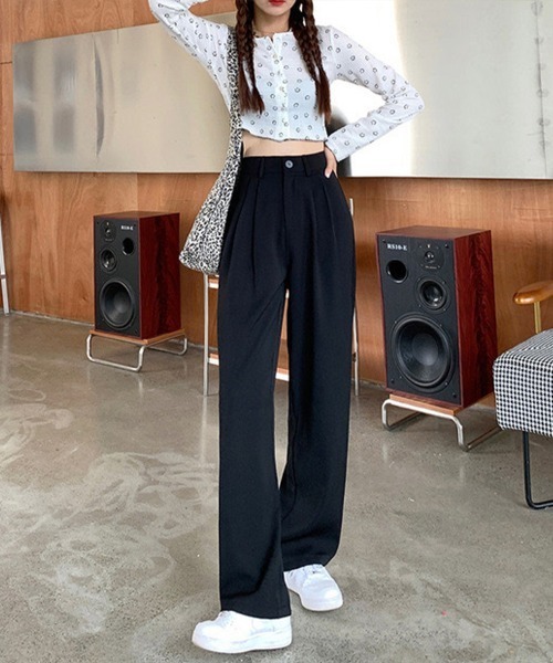 Flugge（フラッジー）の「ストレートタックスラックスパンツ（スラックス・レディース・ブラウン/ブラック・LARGE/MEDIUM）」の4枚目の写真