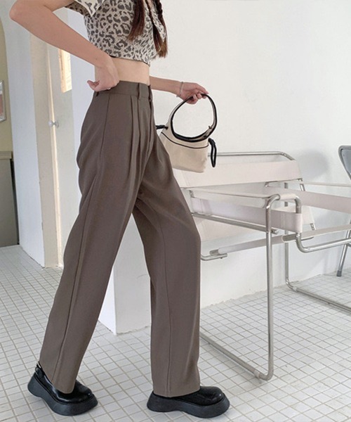 Flugge（フラッジー）の「ストレートタックスラックスパンツ（スラックス・レディース・ブラウン/ブラック・LARGE/MEDIUM）」の5枚目の写真