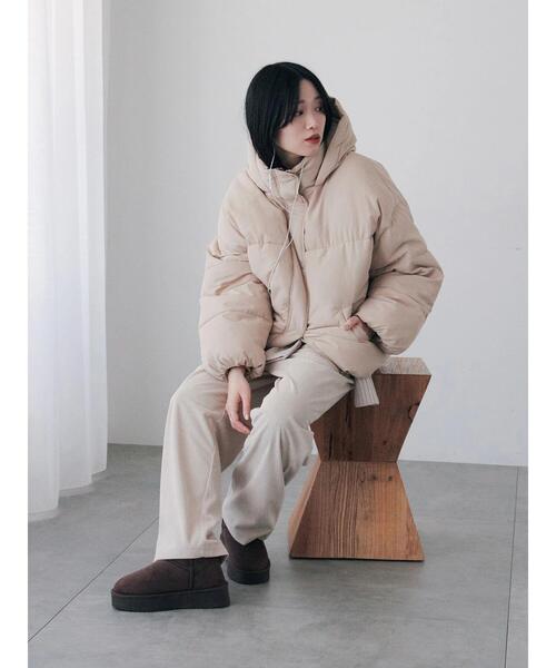 Samansa Mos2 blue（サマンサモスモスブルー）の「裾ラウンド中綿ブルゾン（ブルゾン・レディース・キナリ/ライトベージュ/ブラック・F）」の20枚目の写真