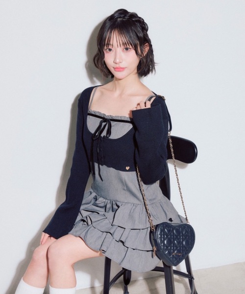 OLIVE des OLIVE（オリーブデオリーブ）の「フリルティアードワンピースとカーデのセット（ワンピース・レディース・チャコール/ブラック系/ボルドー/ブラウン・FREE）」の3枚目の写真