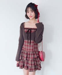 OLIVE des OLIVE | フリルティアードワンピースとカーデのセット(ワンピース)