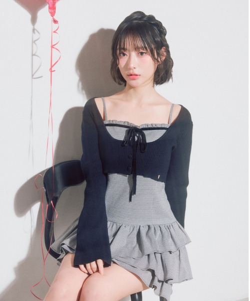 OLIVE des OLIVE（オリーブデオリーブ）の「フリルティアードワンピースとカーデのセット（ワンピース・レディース・チャコール/ブラック系/ボルドー/ブラウン・FREE）」の5枚目の写真