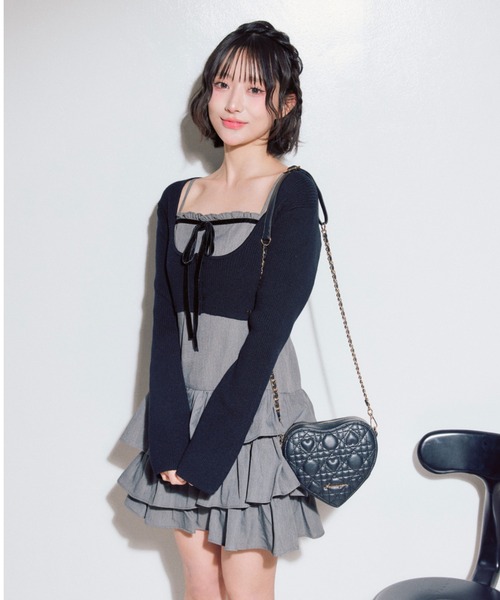 OLIVE des OLIVE（オリーブデオリーブ）の「フリルティアードワンピースとカーデのセット（ワンピース・レディース・チャコール/ブラック系/ボルドー/ブラウン・FREE）」の9枚目の写真