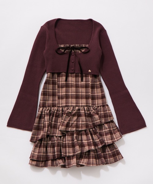 OLIVE des OLIVE（オリーブデオリーブ）の「フリルティアードワンピースとカーデのセット（ワンピース・レディース・チャコール/ブラック系/ボルドー/ブラウン・FREE）」の17枚目の写真