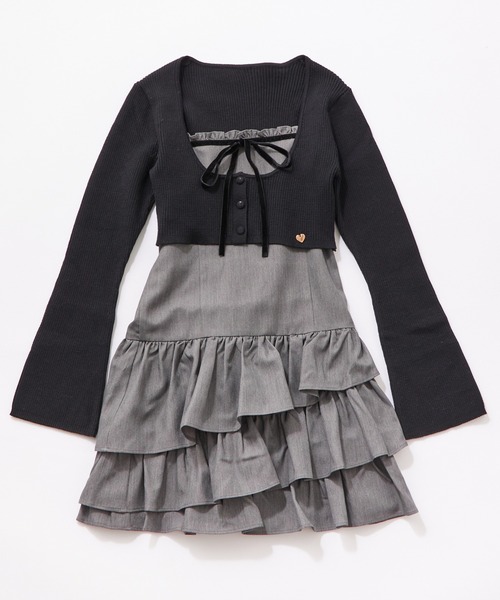 OLIVE des OLIVE（オリーブデオリーブ）の「フリルティアードワンピースとカーデのセット（ワンピース・レディース・チャコール/ブラック系/ボルドー/ブラウン・FREE）」の18枚目の写真