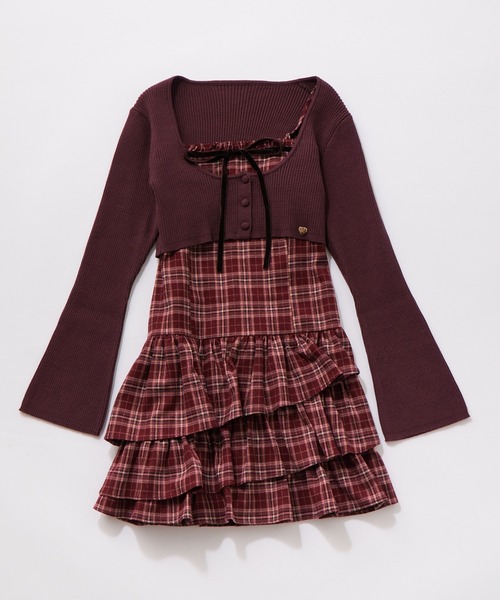 OLIVE des OLIVE（オリーブデオリーブ）の「フリルティアードワンピースとカーデのセット（ワンピース・レディース・チャコール/ブラック系/ボルドー/ブラウン・FREE）」の20枚目の写真