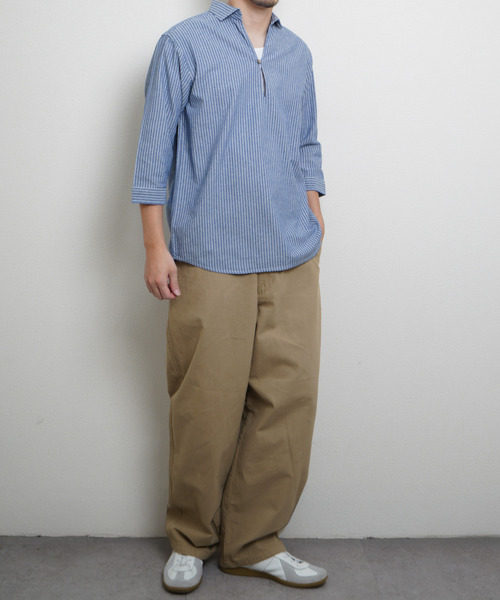 ZIP FIVE(ジップファイブ)の「パナマ生地 プルオーバー7分袖スキッパーシャツ(シャツ/ブラウス・メンズ・ホワイト系/ブラック/ネイビー系/ブルー/ミント/ベージュ/ホワイト/ピンク/ネイビー系1・MEDIUM/LARGE/X-LARGE)」の19枚目の写真