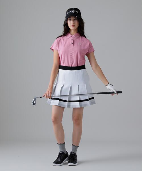 St ANDREWS（セントアンドリュース）の「縄柄リンクス半袖シャツ (WOMENS)（ポロシャツ・レディース・ブラック/ホワイト/ピンク・M/S/L）」の22枚目の写真