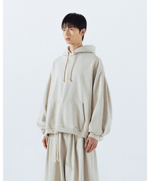 ANGLAN(アングラン)の「Double Valley Tuck Sweat Hoodie - Oatmeal(パーカー・メンズ・その他・FREE)」の1枚目の写真
