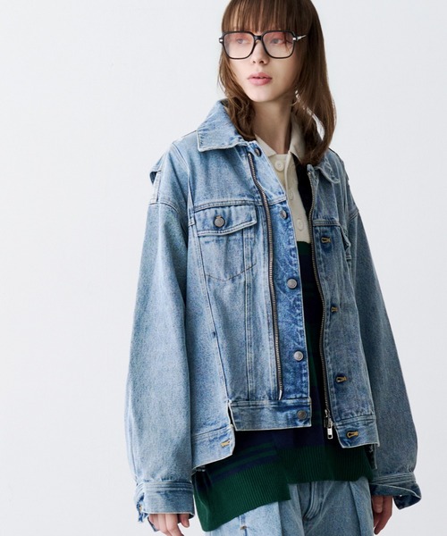 SeeSew(シーソー)の「【UNISEX】OVERSPEC DENIM JACKET/オーバースペックデニムGジャン(デニムジャケット・メンズ・ブラック/ネイビー/ブルー・M/L)」の3枚目の写真