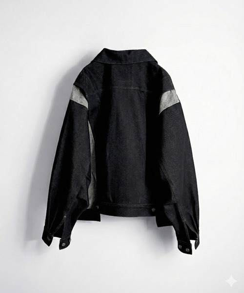 SeeSew(シーソー)の「【UNISEX】OVERSPEC DENIM JACKET/オーバースペックデニムGジャン(デニムジャケット・メンズ・ブラック/ネイビー/ブルー・M/L)」の4枚目の写真