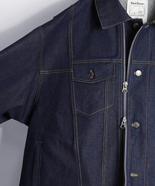 SeeSew(シーソー)の「【UNISEX】OVERSPEC DENIM JACKET/オーバースペックデニムGジャン(デニムジャケット・メンズ・ブラック/ネイビー/ブルー・M/L)」の12枚目の写真