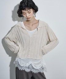 THE YOn | シアーストライプジャガードニットポロカーディガン(カーディガン/ボレロ)