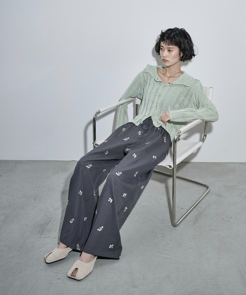 THE YOn（ザヨン）の「シアーストライプジャガードニットポロカーディガン（カーディガン/ボレロ・レディース・ピンク/グリーン/アイボリー/ブラック・FREE）」の13枚目の写真