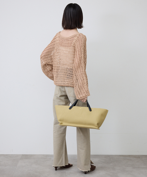 SLOBE IENA(スローブイエナ)の「ギマヤーンメッシュボートネックニット(ニット/セーター・レディース・ベージュ/ラベンダー/アイボリー・FREE)」の11枚目の写真