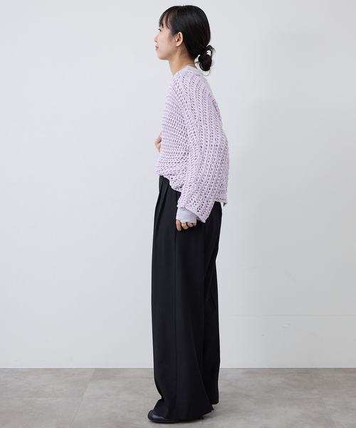 SLOBE IENA(スローブイエナ)の「ギマヤーンメッシュボートネックニット(ニット/セーター・レディース・ベージュ/ラベンダー/アイボリー・FREE)」の18枚目の写真