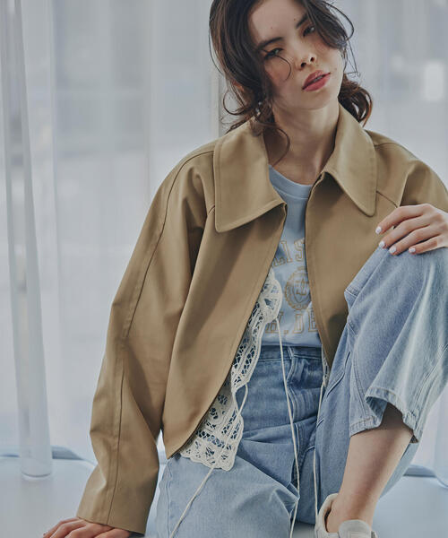 N.(N. Natural Beauty Basic)(エヌエヌナチュラルビューティーベーシック)の「ステンカラーフォルムブルゾン(ブルゾン・レディース・キャメル/オフホワイト・フリ-)」の1枚目の写真