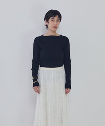 ヴィスコースストレッチリブニットプルオーバー
