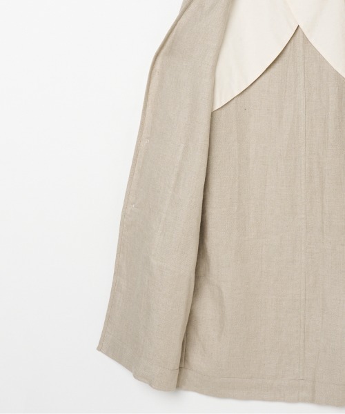 HELIOPOLE(エリオポール)の「DUNGAREES LINEN COAT(ステンカラーコート・レディース・ブラック/ベージュ・36/38)」の7枚目の写真
