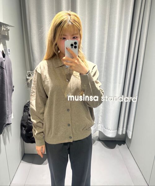 MUSINSA STANDARD（ムシンサスタンダード）の「ウォッシャブルスーピマコットンカラーガーディガン[ヘッダーベージュ]（カーディガン/ボレロ・メンズ・その他・2XL/MEDIUM/LARGE/X-LARGE/SMALL）」の11枚目の写真