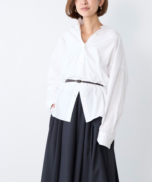 MICA&DEAL（マイカ＆ディール）の「ポプリンストライプオーバーシャツ（シャツ/ブラウス・レディース・ブルー/オフホワイト/イエロー/ピンク・FREE）」の5枚目の写真