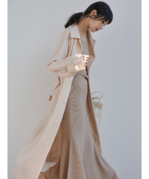 anuans（アニュアンス）の「ウールステンカラーロングコート（ステンカラーコート・レディース・ピンクベージュ/ネイビー・F）」の5枚目の写真