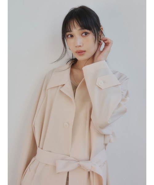 anuans（アニュアンス）の「ウールステンカラーロングコート（ステンカラーコート・レディース・ピンクベージュ/ネイビー・F）」の7枚目の写真