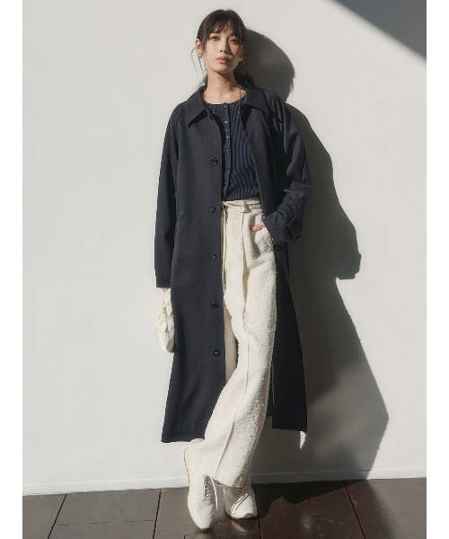 anuans（アニュアンス）の「ウールステンカラーロングコート（ステンカラーコート・レディース・ピンクベージュ/ネイビー・F）」の9枚目の写真