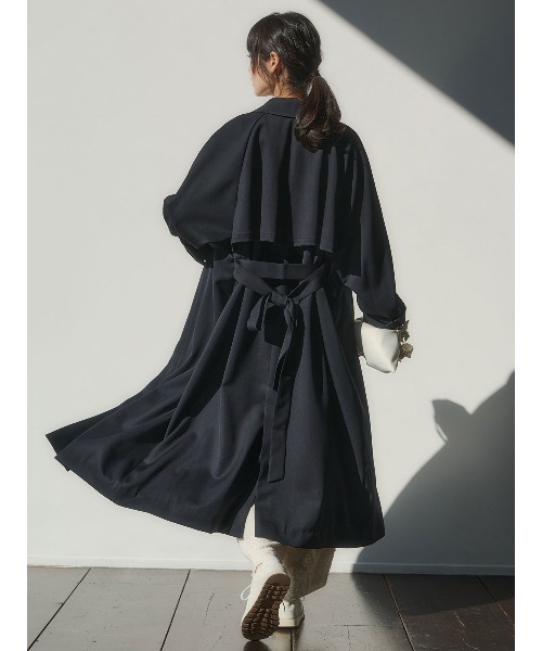 anuans（アニュアンス）の「ウールステンカラーロングコート（ステンカラーコート・レディース・ピンクベージュ/ネイビー・F）」の14枚目の写真