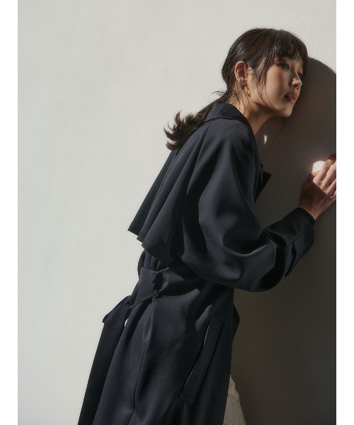 anuans（アニュアンス）の「ウールステンカラーロングコート（ステンカラーコート・レディース・ピンクベージュ/ネイビー・F）」の15枚目の写真