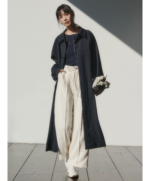 anuans（アニュアンス）の「ウールステンカラーロングコート（ステンカラーコート・レディース・ピンクベージュ/ネイビー・F）」の11枚目の写真