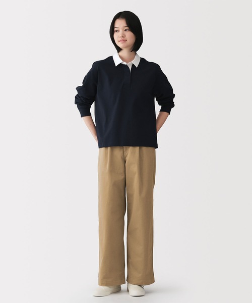 無印良品（ムジルシリョウヒン）の「婦人　ムラ糸　チノタックワイドパンツ（チノパンツ・レディース・ダークグレー/ダークベージュ/ブラック/アイボリー・S/M/L/XL）」の21枚目の写真