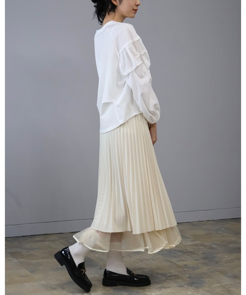 Doumoi(ドゥモエ)の「ギャザースリーブデザインプルオーバー(Tシャツ/カットソー・レディース・ホワイト/ブラック・FREE)」の7枚目の写真
