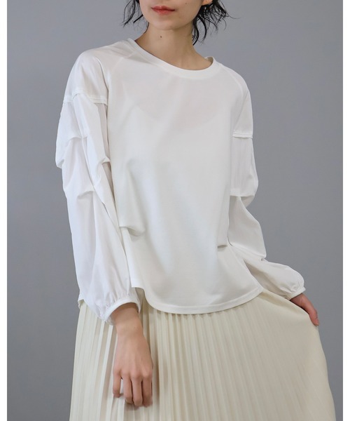 Doumoi(ドゥモエ)の「ギャザースリーブデザインプルオーバー(Tシャツ/カットソー・レディース・ホワイト/ブラック・FREE)」の10枚目の写真