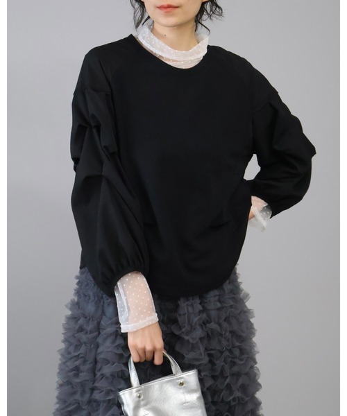 Doumoi(ドゥモエ)の「ギャザースリーブデザインプルオーバー(Tシャツ/カットソー・レディース・ホワイト/ブラック・FREE)」の22枚目の写真