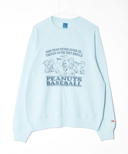 FRUIT OF THE LOOM(フルーツオブザルーム)の「【FRUIT OF THE LOOM/フルーツオブザルーム】<FRUIT OF THE LOOM x PEANUTS> 甘編み裏毛スウェット4(スウェット・メンズ・サックスブルー・L/M)」の4枚目の写真