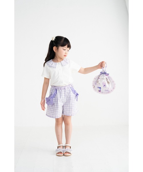 nino(ニノ)の「ギンガムレース襟 Teeブラウス(シャツ/ブラウス・キッズ・ホワイト・110cm/120cm/100cm/90cm)」の4枚目の写真
