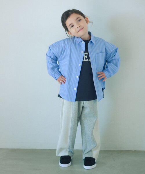 green label relaxing（グリーンレーベルリラクシング）の「ストライプシャツ / キッズ  100cm-130cm 撥水（シャツ/ブラウス・キッズ・ライトブルー/コバルトブルー・160cm/120cm/150cm/100cm/110cm/130cm/140cm）」の3枚目の写真