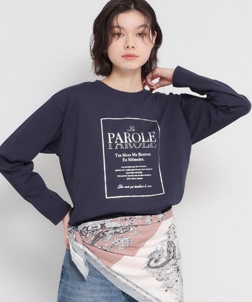 THE SHOP TK （ザ ショップ ティーケー ）の「ロゴ箔プリントロンTee（Tシャツ/カットソー・レディース・ネイビー/オフホワイト・12/13）」の2枚目の写真