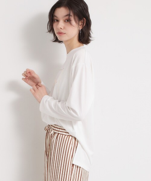 THE SHOP TK （ザ ショップ ティーケー ）の「ロゴ箔プリントロンTee（Tシャツ/カットソー・レディース・ネイビー/オフホワイト・12/13）」の3枚目の写真